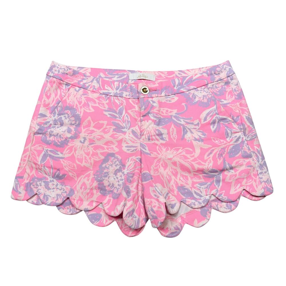 Lilly Pulitzer | Zen Garden Pink Floral Low Rise Scalloped Buttercup Shorts 6